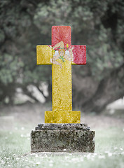 Image showing Very old gravestone in the cemetery