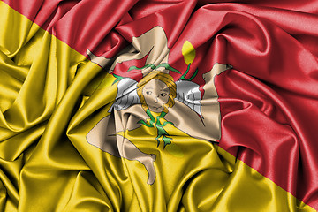 Image showing Satin flag - flag of Sicily