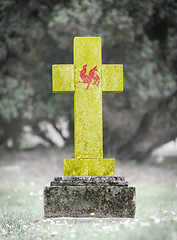 Image showing Very old gravestone in the cemetery