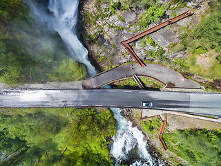 Image showing Bridge over waterfall
