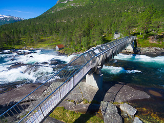 Image showing Bridge accross Likholefossen waterfall