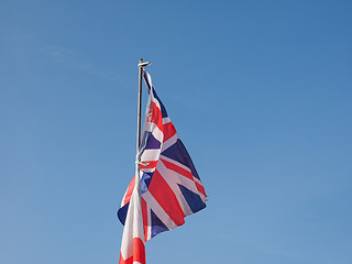 Image showing Flag of UK over blue sky