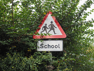 Image showing School children sign