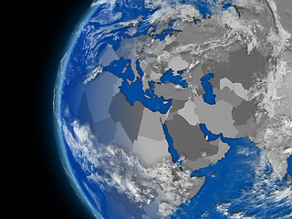 Image showing EMEA region on political globe