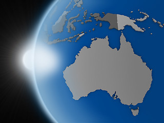 Image showing Sunset over Australian continent from space