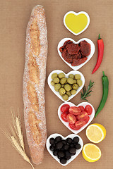 Image showing French Baguette with Antipasti