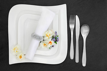 Image showing Place Setting with Flowers