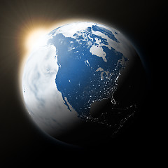 Image showing Sun over North America on planet Earth