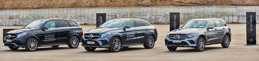 Image showing Kiev, Ukraine - OCTOBER 10, 2015: Mercedes Benz star experience. The series of test drives