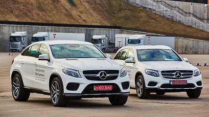 Image showing Kiev, Ukraine - OCTOBER 10, 2015: Mercedes Benz star experience. The series of test drives