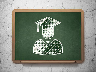 Image showing Science concept: Student on chalkboard background