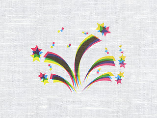 Image showing Entertainment, concept: Fireworks on fabric texture background