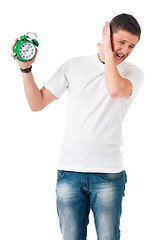Image showing Man with alarm clock