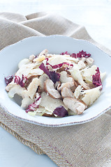 Image showing 
Porcini mushroom salad with celery, radicchio and Parmesan from