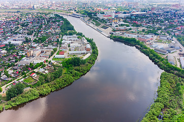 Image showing Historical district on Tura river. Tyumen. Russia