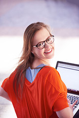 Image showing student girl with laptop computer