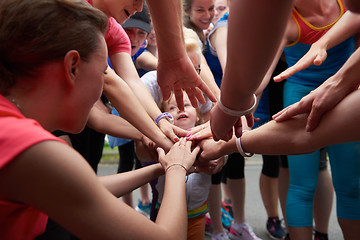 Image showing jogging people group have fun