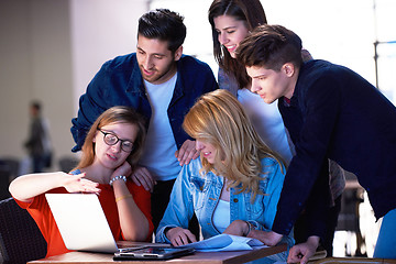 Image showing students group working on school  project  together