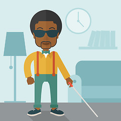 Image showing Blind man with stick.