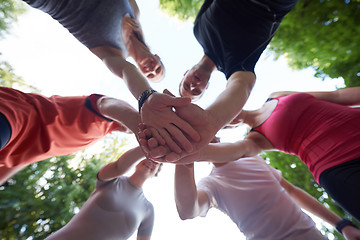 Image showing jogging people group have fun