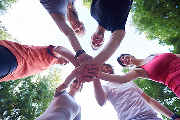 Image showing jogging people group have fun