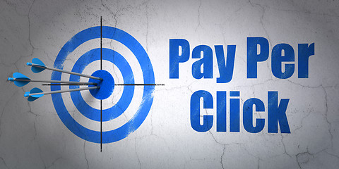 Image showing Marketing concept: target and Pay Per Click on wall background