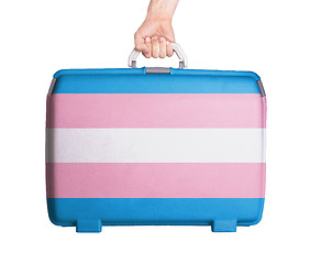 Image showing Used plastic suitcase with stains and scratches