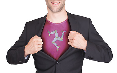 Image showing Businessman opening suit to reveal shirt with flag