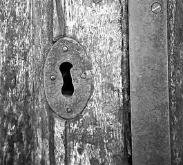 Image showing  traditional   door    in italy   ancian wood and traditional  t