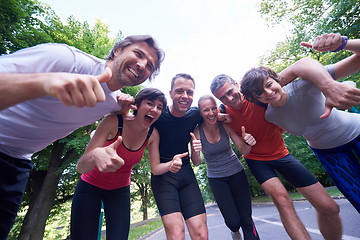 Image showing jogging people group have fun