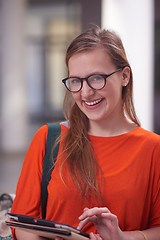 Image showing student girl with tablet computer