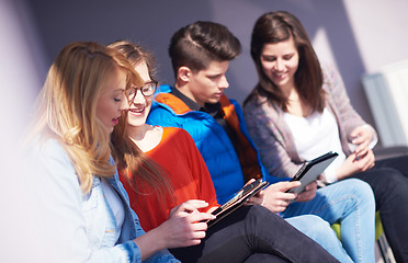 Image showing students group working on school  project  together