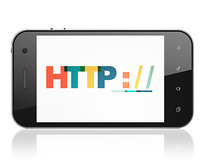 Image showing Web design concept: Smartphone with Http : / / on  display