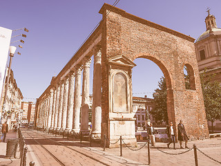 Image showing Retro looking Colonne di San Lorenzo Milan