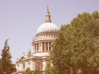 Image showing Retro looking St Paul Cathedral in London