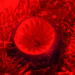 Image showing Christmas bauble and tinsel