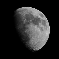 Image showing Black and white Gibbous moon