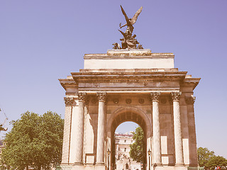 Image showing Retro looking Wellington arch in London