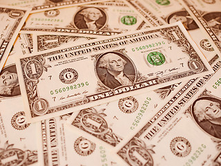 Image showing Retro look Dollar notes 1 Dollar