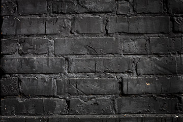 Image showing Black brick wall