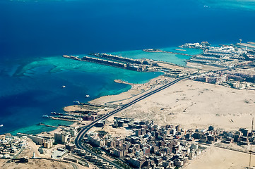 Image showing Aerial view onto Hurghada Coast. Egypt
