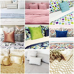 Image showing Beds with different styles of bedclothes