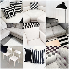 Image showing Interiors with black and white furniture