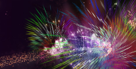 Image showing bright sparkling multicolor fireworks