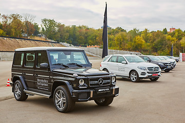 Image showing Kiev, Ukraine - OCTOBER 10, 2015: Mercedes Benz star experience. The interesting series of test drives