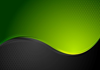 Image showing Green and black contrast wavy background