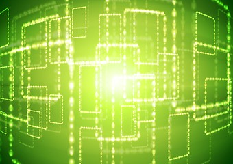 Image showing Bright green abstract background with shiny squares