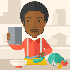 Image showing Man cooking food.