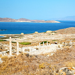 Image showing temple  in delos greece the historycal acropolis and old ruin si