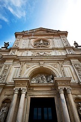 Image showing column old architecture in  europe milan  sunlight